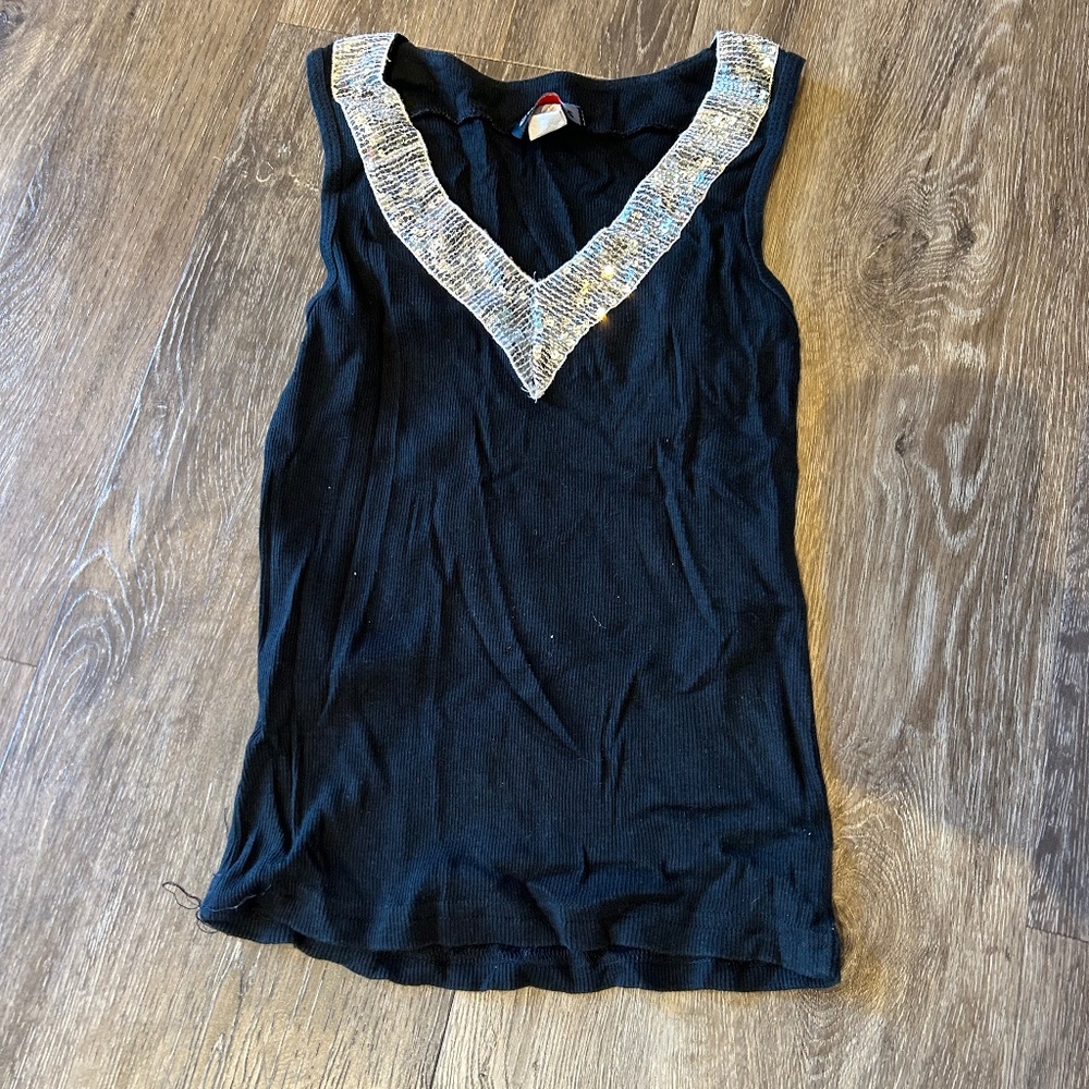 Black and sequin tank